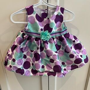 George Purple and Mint Polka Dot Baby Dress 3-6m